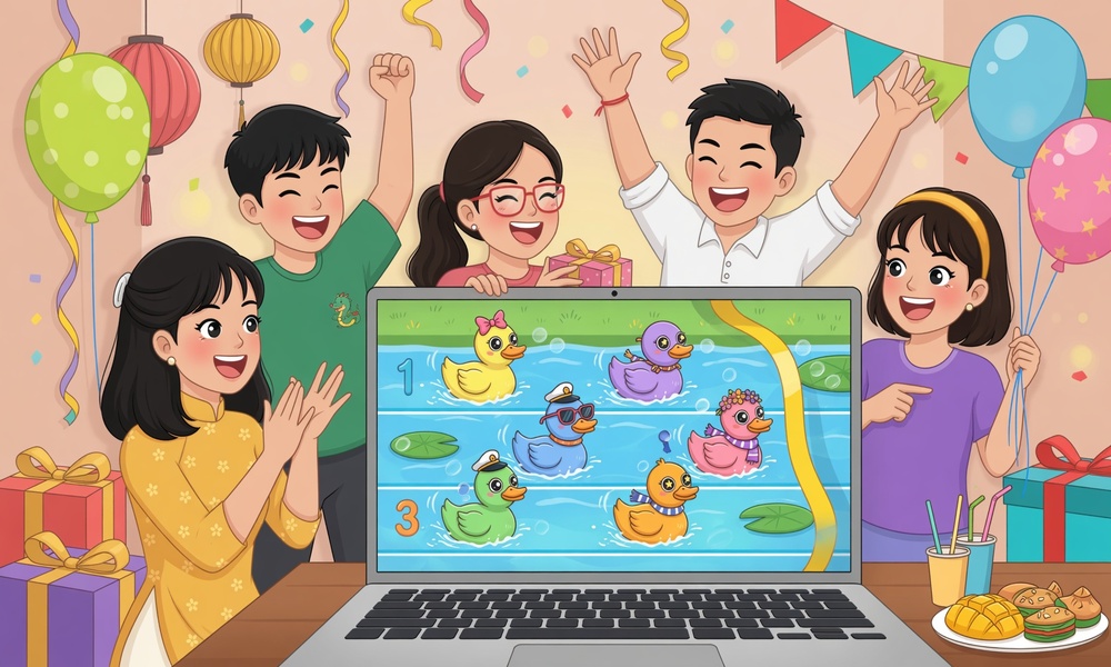 Chọn tên người trúng thưởng bằng game đua vịt