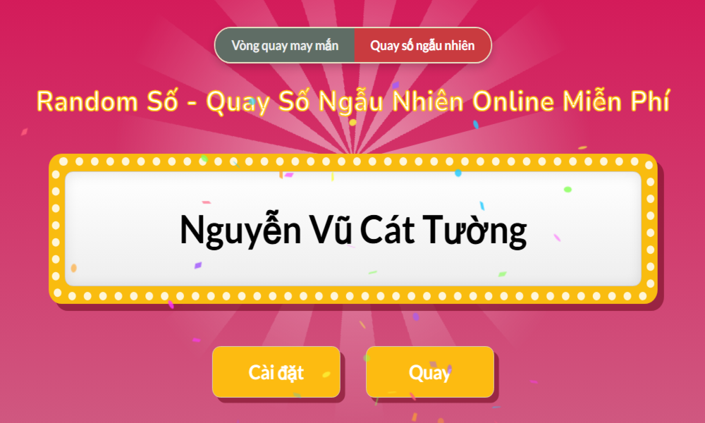 Kết quả hiện ra khi quay xong