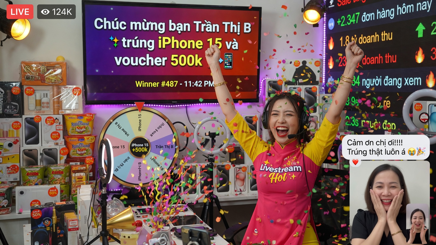 Kết quả dùng vòng quay random trong livestream bán hàng
