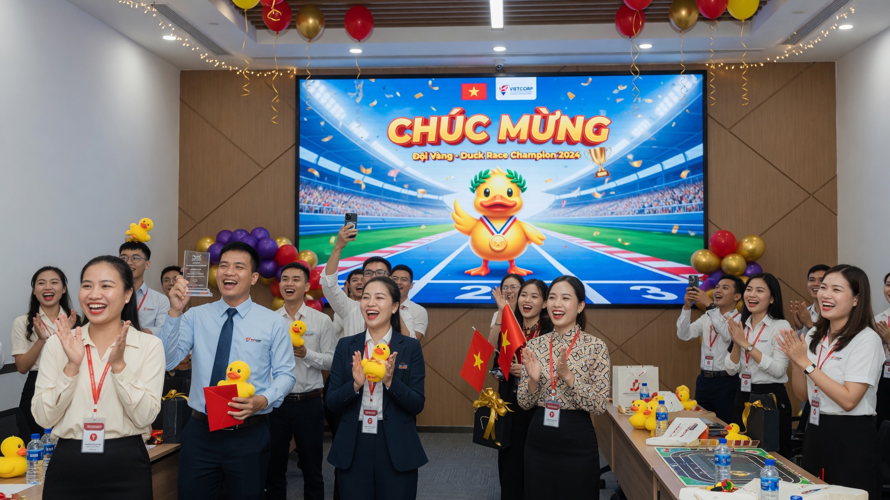 Team building văn phòng vui vẻ với game đua vịt random trao thưởng