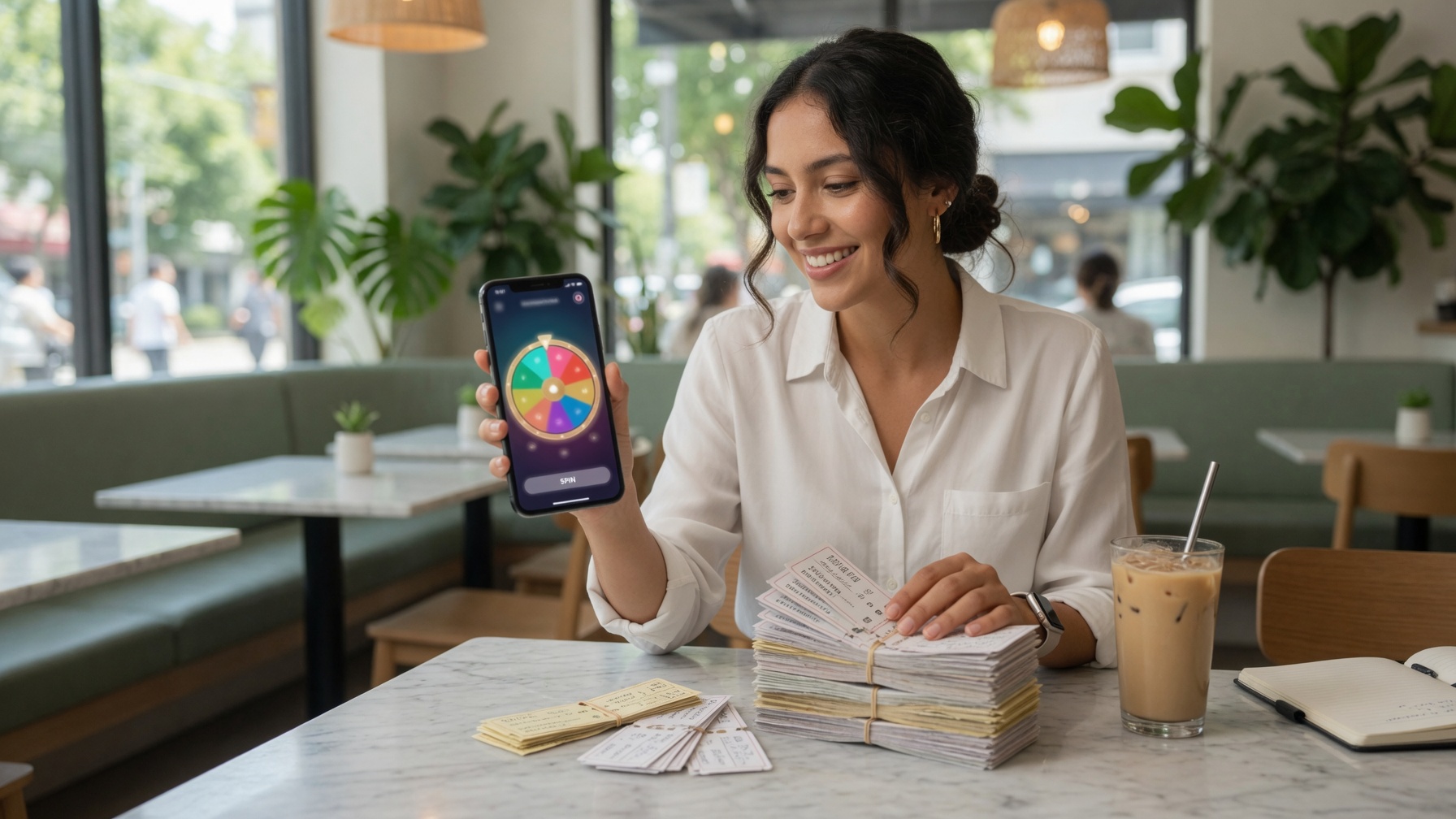 Người đang lựa chọn giữa vòng quay random app và bốc thăm giấy