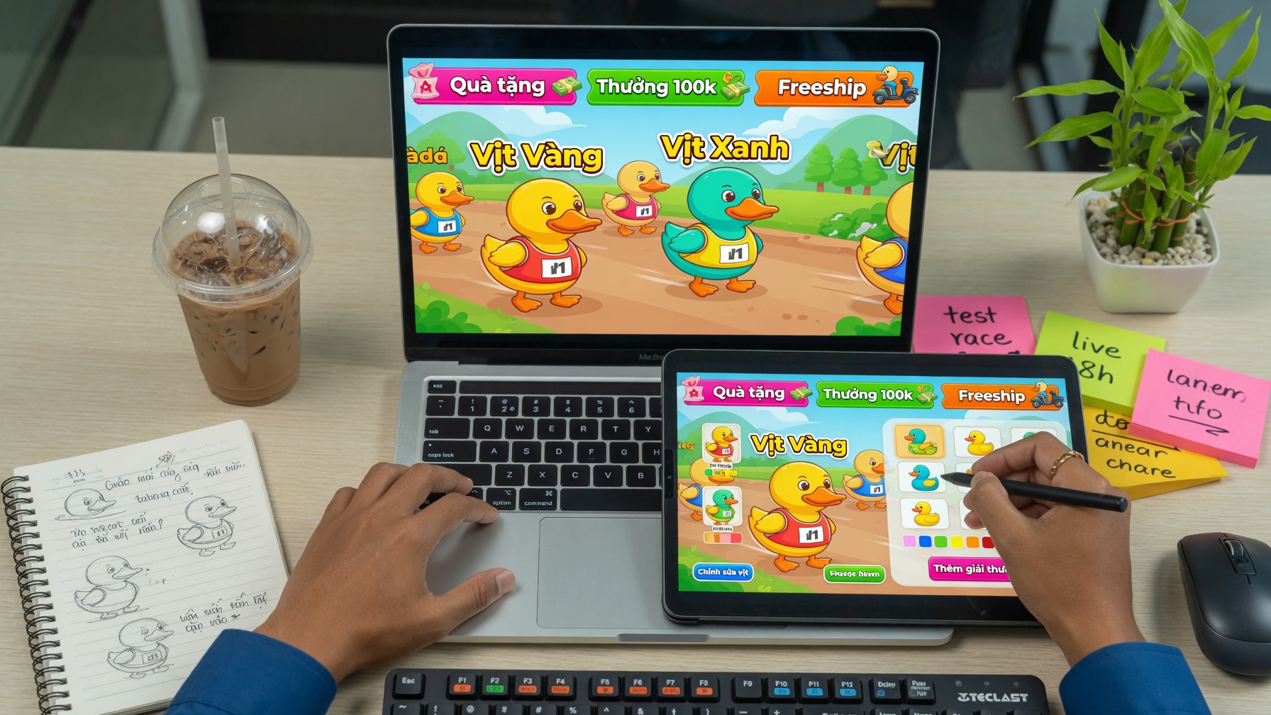 Tùy chỉnh game đua vịt random cho tiệc