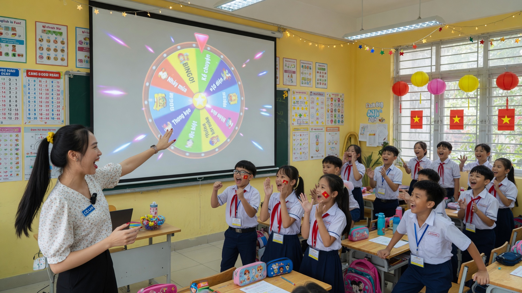 Học sinh vui vẻ tham gia hoạt động được chọn ngẫu nhiên