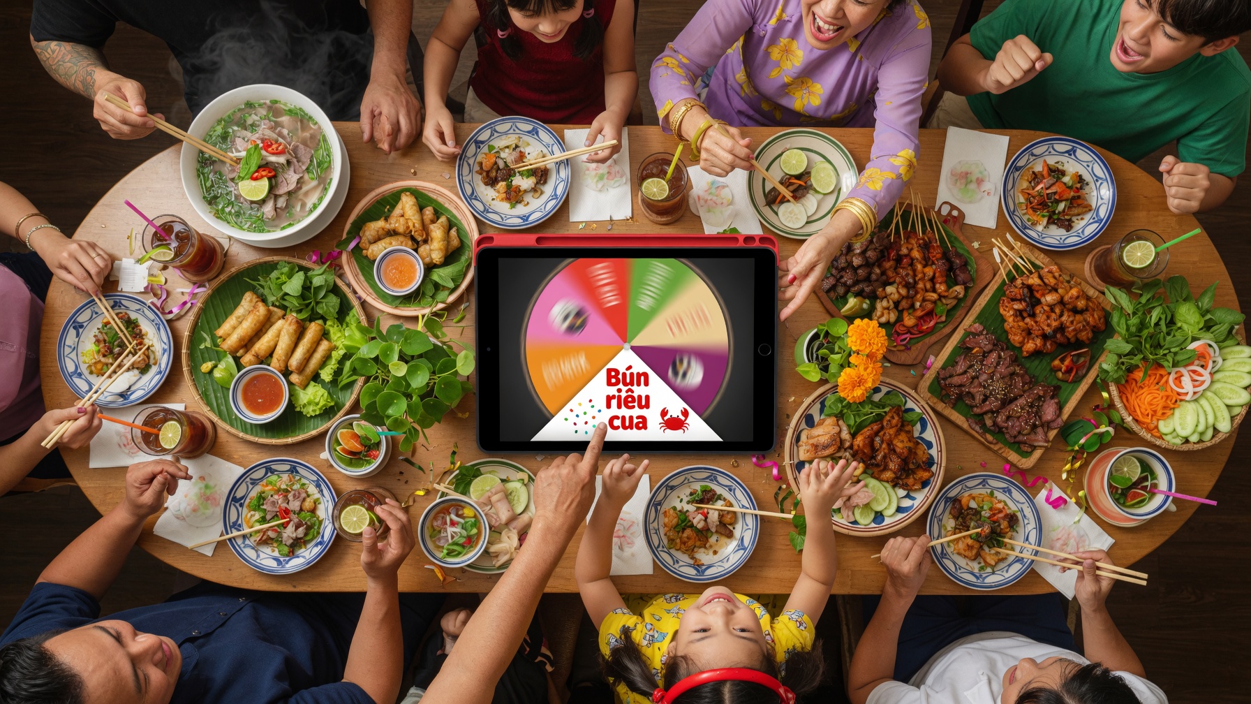 Vòng quay random quyết định bữa cơm ngon